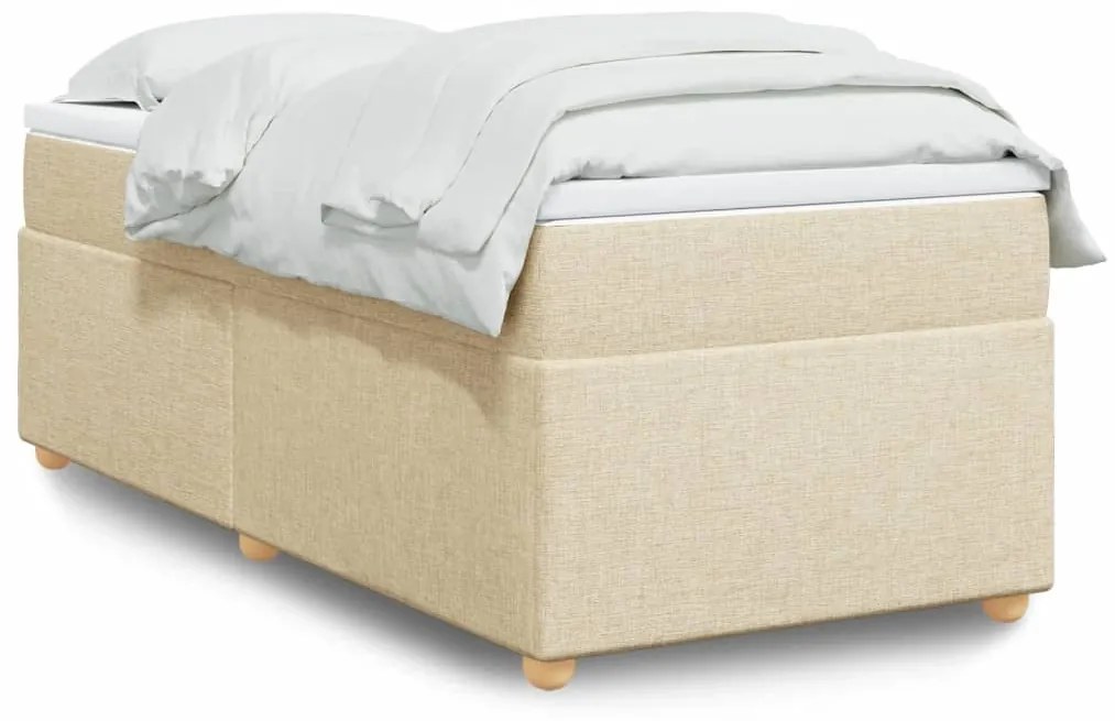 vidaXL Κρεβάτι Boxspring με Στρώμα Κρεμ 100 x 200 εκ. Υφασμάτινο