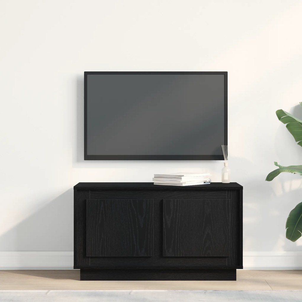 vidaXL Βάση τηλεόρασης Μαύρο Δρυς 80x35x45 εκ Κατασκευασμένο ξύλο