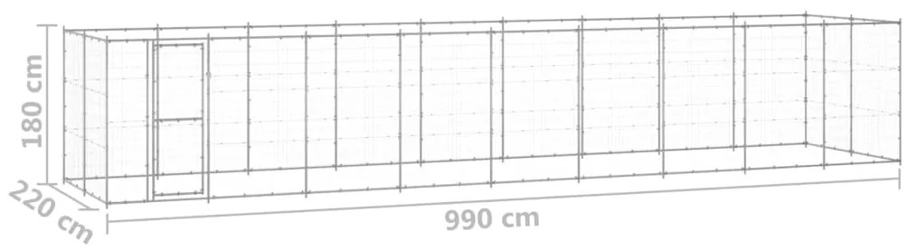 vidaXL Κλουβί Σκύλου Εξωτερικού Χώρου 21,78 μ² από Γαλβανισμένο Χάλυβα