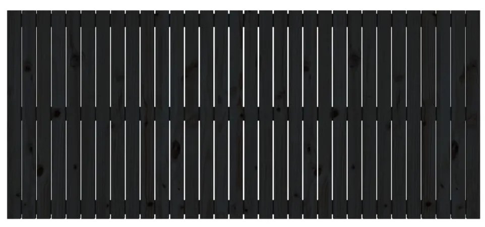 vidaXL Κεφαλάρι Τοίχου Μαύρο 204x3x90 εκ. από Μασίφ Ξύλο Πεύκου