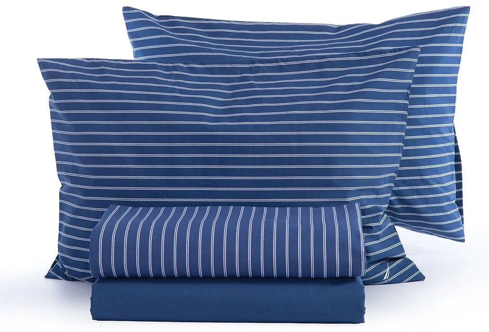 Σεντόνια Nau Coast (Σετ 4τμχ) True Navy Nef-Nef Homeware Υπέρδιπλo 240x270cm 100% Βαμβακερό Περκάλι