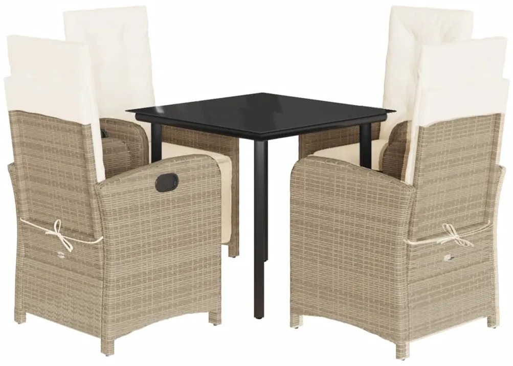 vidaXL Σετ Τραπεζαρίας Κήπου 5 τεμ. Μπεζ Συνθετικό Ρατάν με Μαξιλάρι
