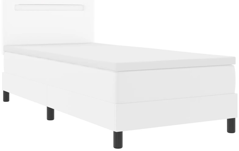 vidaXL Κρεβάτι με Στρώμα σε Λευκό, 90 x 200 εκ, Ψεύτικο Δέρμα.