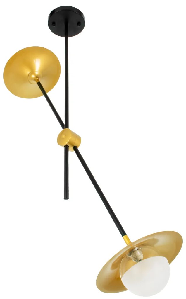 GloboStar® JOLIET 00778 Μοντέρνο Φωτιστικό Οροφής Δίφωτο 2 x G9 AC 230V Μαύρο - Χρυσό Μεταλλικό Πλέγμα Μ93 x Π20 x Υ100cm