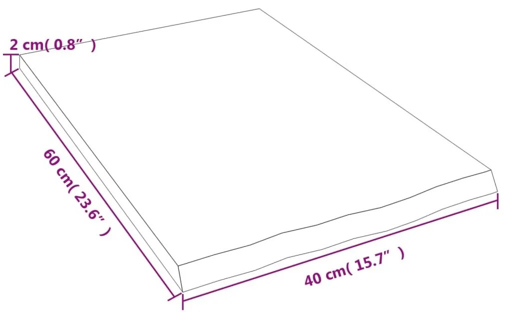 Ράφι Τοίχου Σκούρο Καφέ 40x60x2 εκ. Επεξεργ. Μασίφ Ξύλο Δρυός - Καφέ