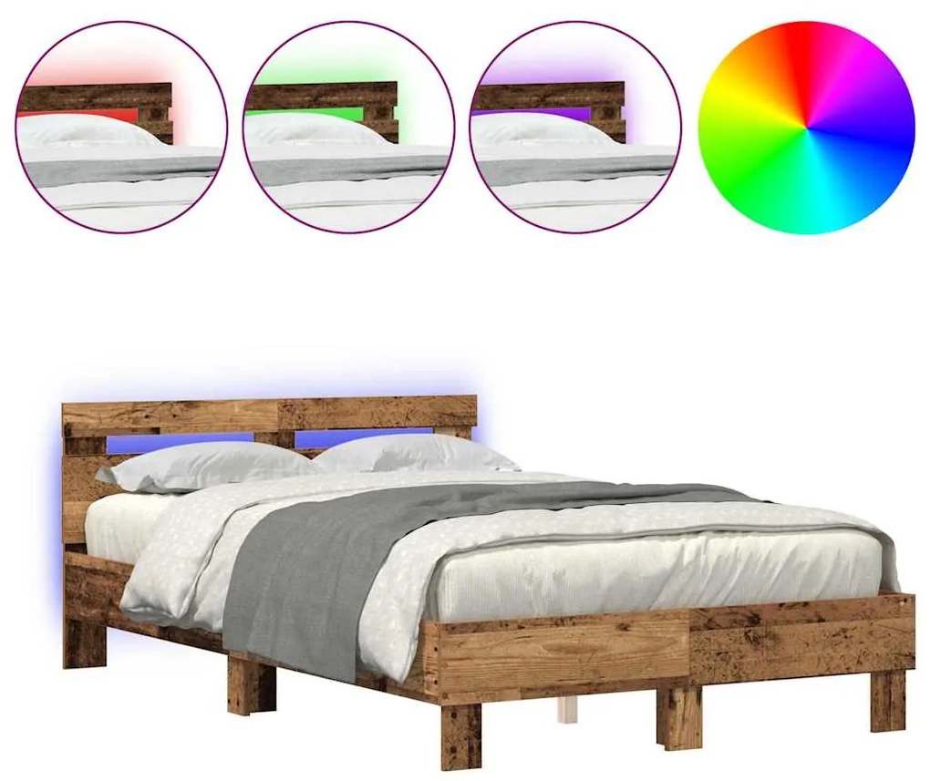 vidaXL Σκελετός Κρεβατιού Παλαιό ξύλο 120 x 190 cm Επεξεργασμένο ξύλο