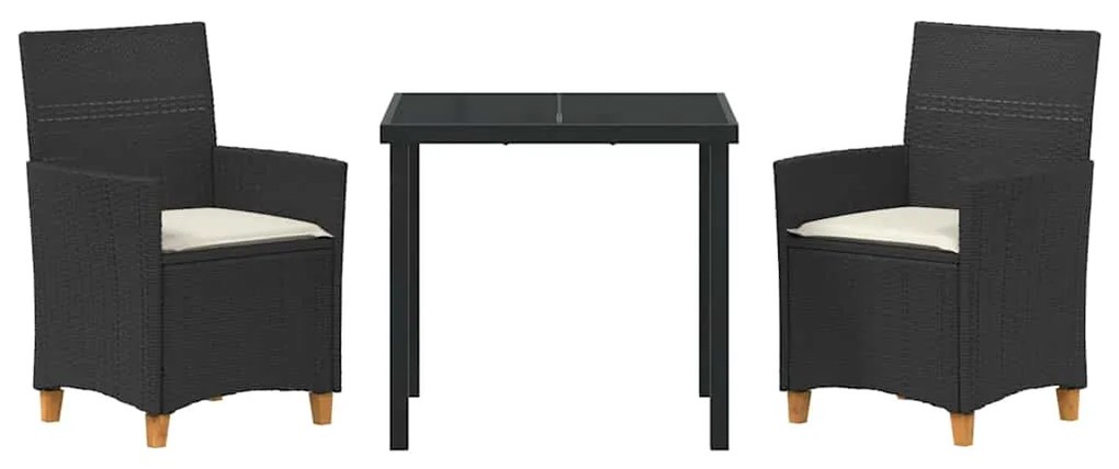vidaXL Σέτ φαγητού για κήπο 3 pcs Μαύρο συνθετικό ρατάν