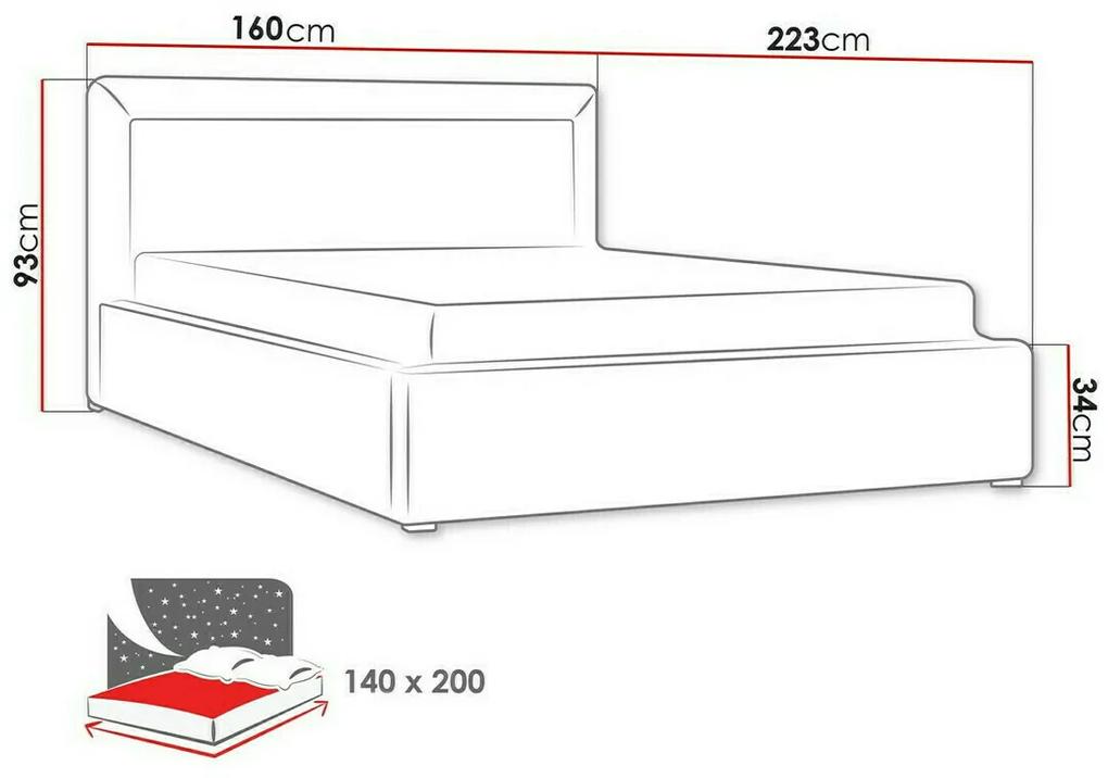 Κρεβάτι Pomona 100, Διπλό, Γκρι, 140x200, Ταπισερί, Τάβλες για Κρεβάτι, 160x223x93cm, 116 kg | Epipla1.gr