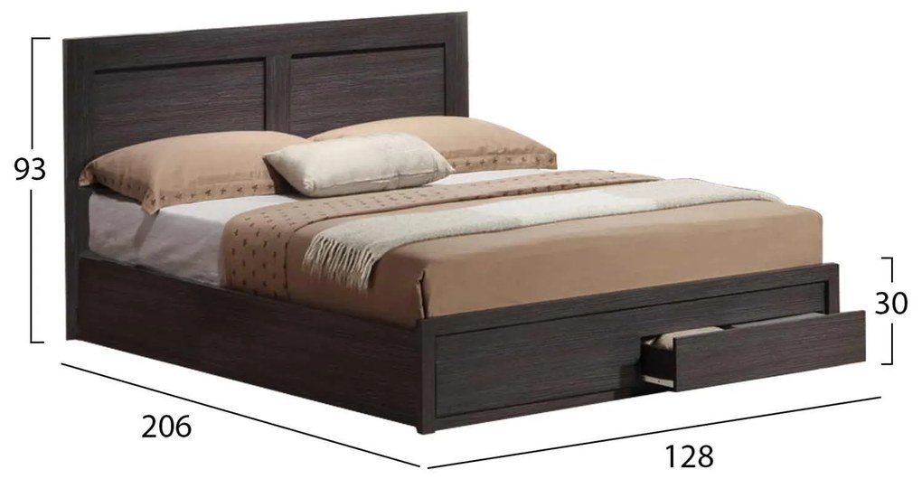ΚΡΕΒΑΤΙ CAPRI HM665.01 ΜΕ 2 ΣΥΡΤΑΡΙΑ ΜΕΛΑΜΙΝΗ ZEBRANO ΓΙΑ ΣΤΡΩΜΑ 120x200 εκ.