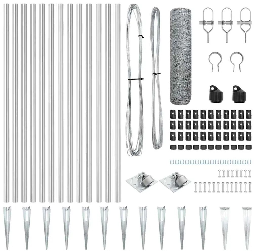 vidaXL Στύλος Περιφράξεων Ασημί 25 x 0,5 μ. (36 mm πλέγμα) Ατσάλι