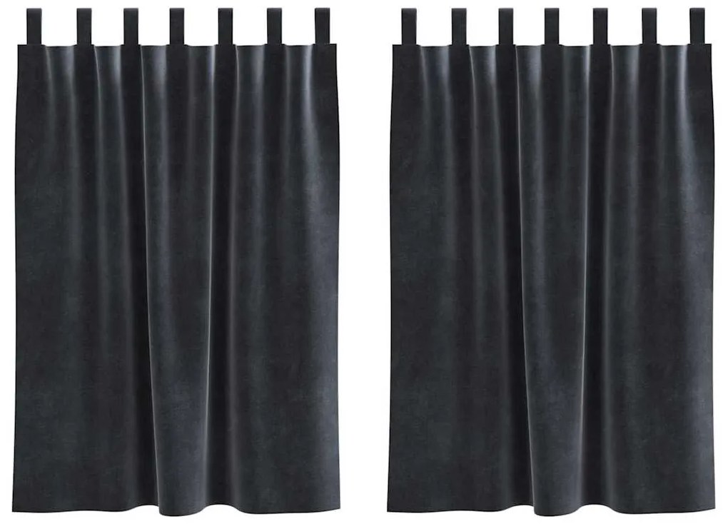 vidaXL Κουρτίνες με κουρτίνες 2 pcs Σκούρο Γκρι 140 x 140 cm Βελούδο