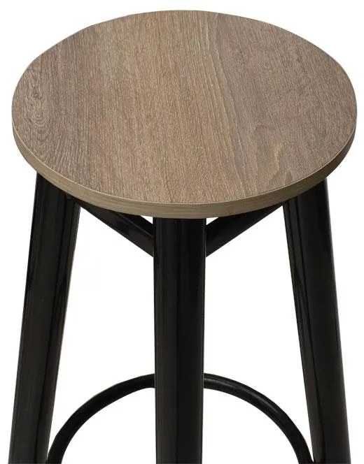 Σκαμπό μπαρ Onyx ξύλο δρυς-μέταλλο μαύρο gloss Φ33x77εκ 33x33x77 εκ.