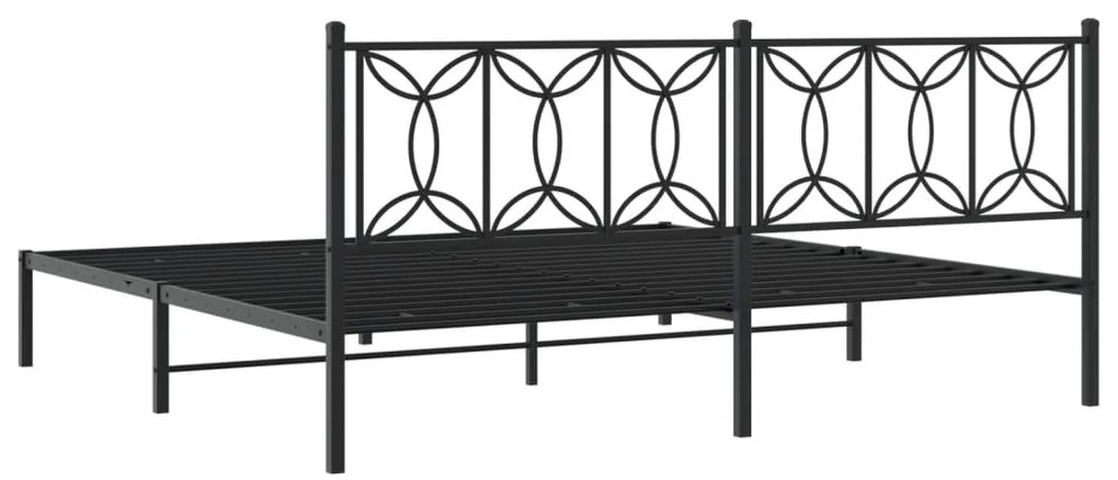 vidaXL Πλαίσιο Κρεβατιού με Κεφαλάρι Μαύρο 193 x 203 εκ. Μεταλλικό