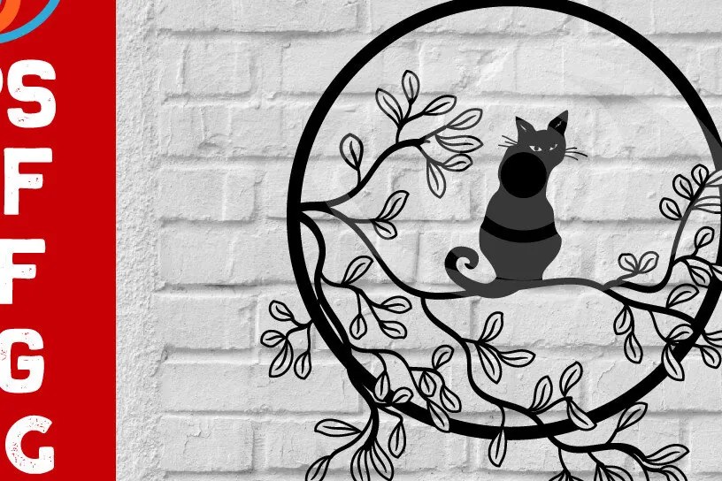 Σετ των 2 Intra απο ξύλο plywood 3mm-4mm πάχος Διακόσμηση τοίχου Cat on Tree Art Wall Art Δίασταση 40x40 cm INTRAFABR-67420473