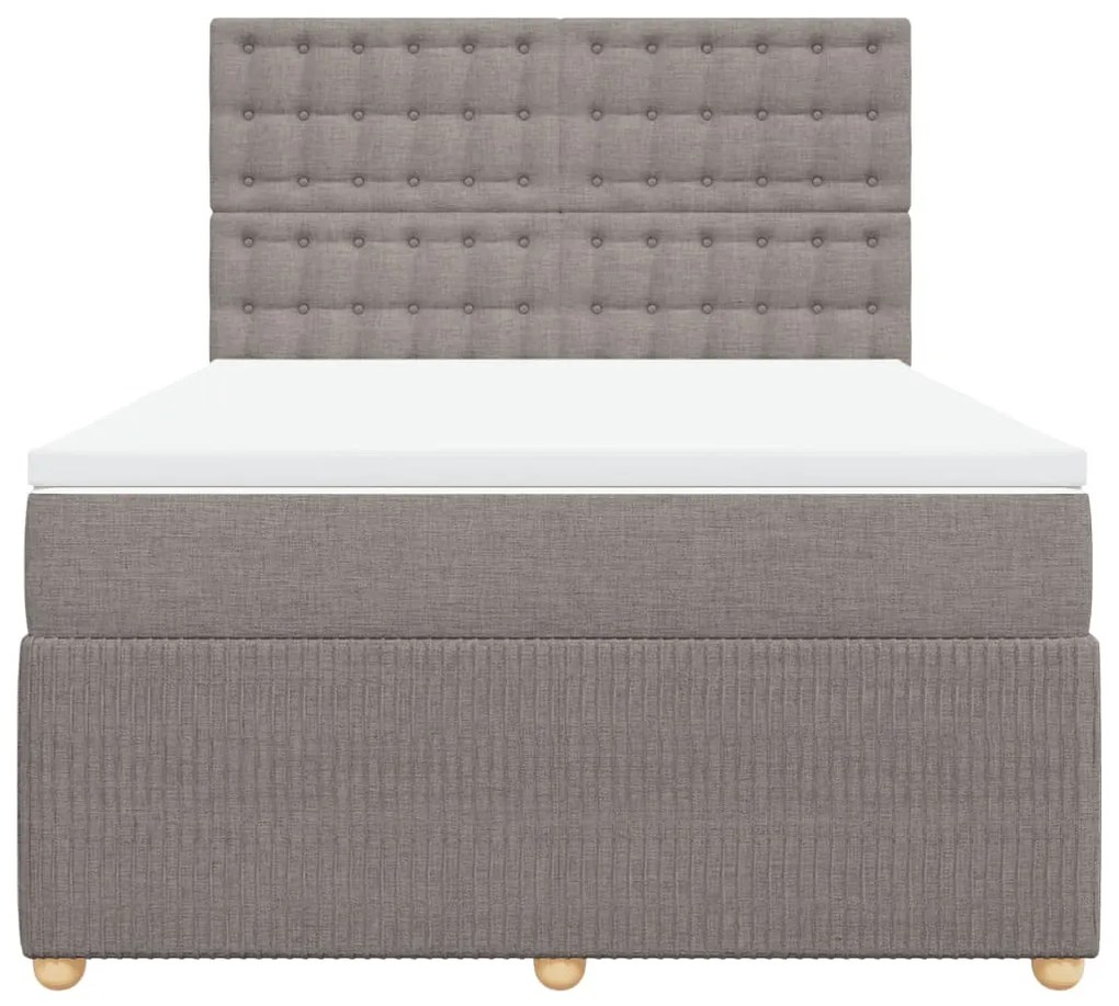 vidaXL Κρεβάτι Boxspring με Στρώμα Taupe 140x190 εκ. Υφασμάτινο