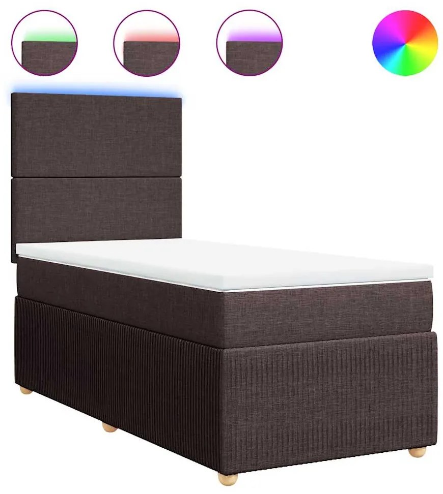 vidaXL Κρεβάτι Boxspring με Στρώμα Σκούρο Καφέ 80x200 εκ. Υφασμάτινο