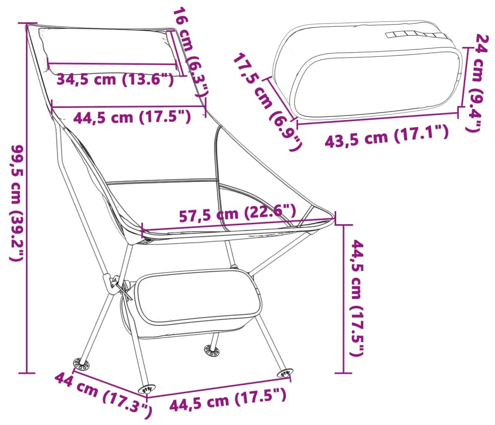 ΚΑΡΕΚΛΕΣ CAMPING ΠΤΥΣΣΟΜΕΝΕΣ 2 ΤΕΜ. ΜΑΥΡΕΣ ΎΦ. OXFORD ΑΛΟΥΜΙΝΙΟ 366546