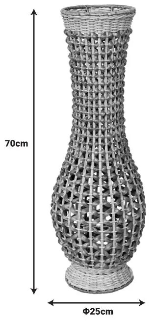 Βάζο Gucre Inart ξύλο-rattan pe σε φυσική απόχρωση Φ25x70εκ