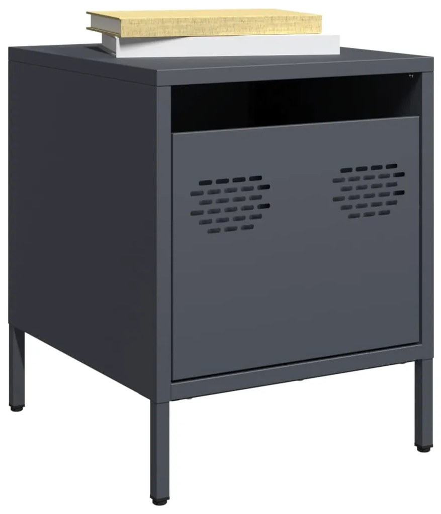 Κομοδίνα 2 τεμ. Ανθρακί 35x39x43,5 εκ. από Χάλυβα