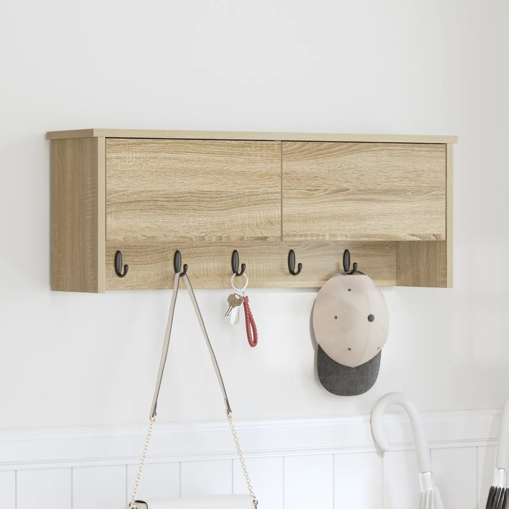 vidaXL Τοίχου Κρεμάστρα Sonoma Δρυς 80 x 20 x 30 cm Επεξεργασμένο ξύλο