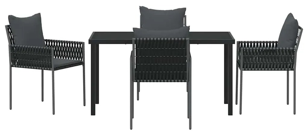 vidaXL Σέτ φαγητού για κήπο 5 pcs Μαύρο και Γκρι Ράτα PE