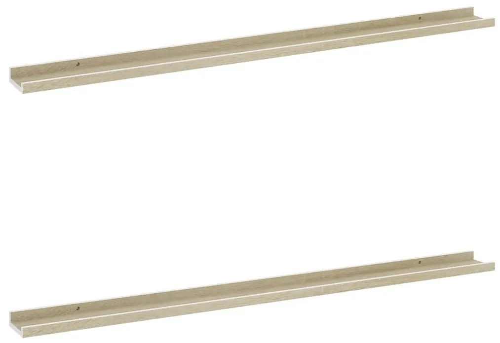 vidaXL Ράφια Τοίχου 2 τεμ. Λευκό και Sonoma Δρυς 115 x 9 x 3 εκ.