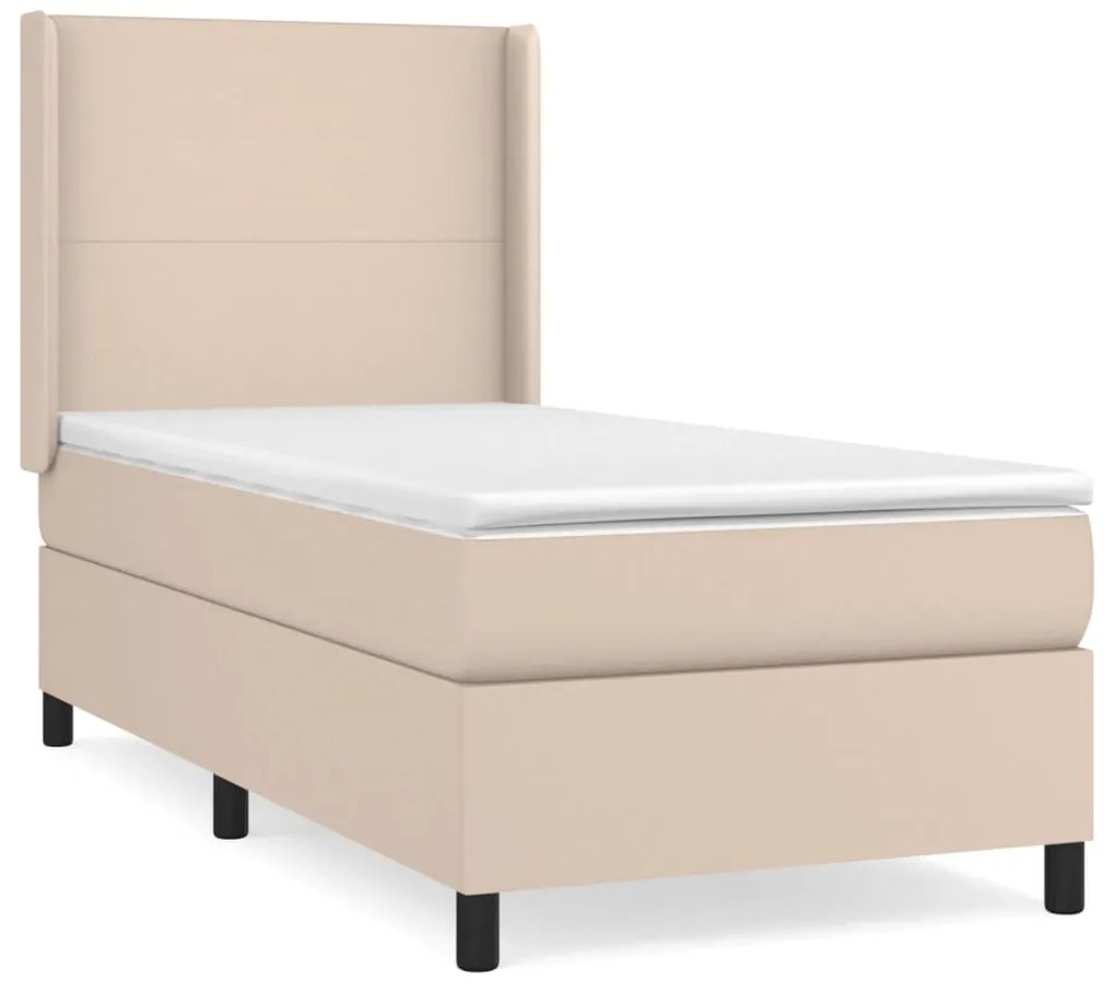 vidaXL Κρεβάτι Boxspring με Στρώμα Καπουτσίνο 100x200εκ.από Συνθ.Δέρμα