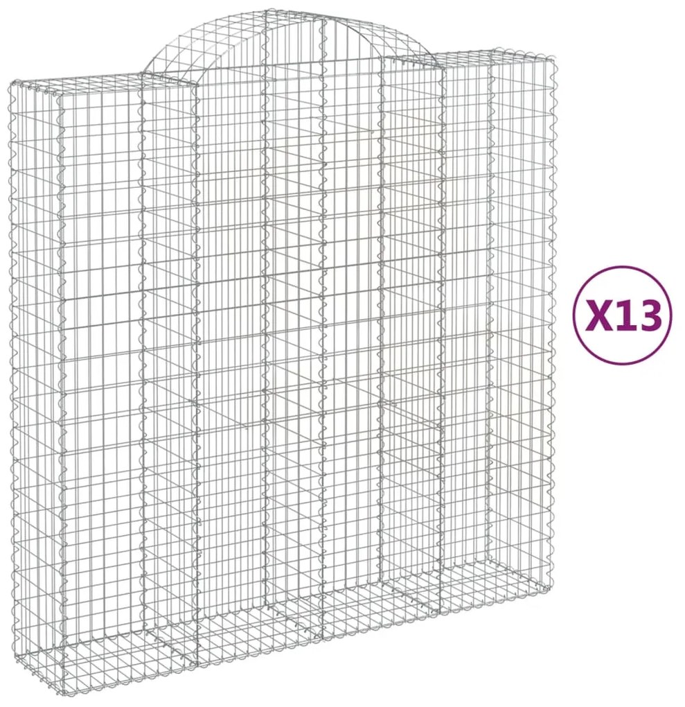 vidaXL Συρματοκιβώτια Τοξωτά 13 τεμ. 200x50x200/220 εκ. Γαλβαν. Ατσάλι