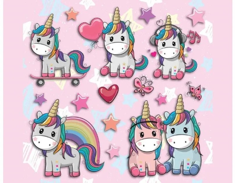 Παιδικό αυτοκόλλητο τοίχου Μονόκερος LOVELY UNICORN 14511 Ango Dalber-14511-Πολύχρωμο 14511