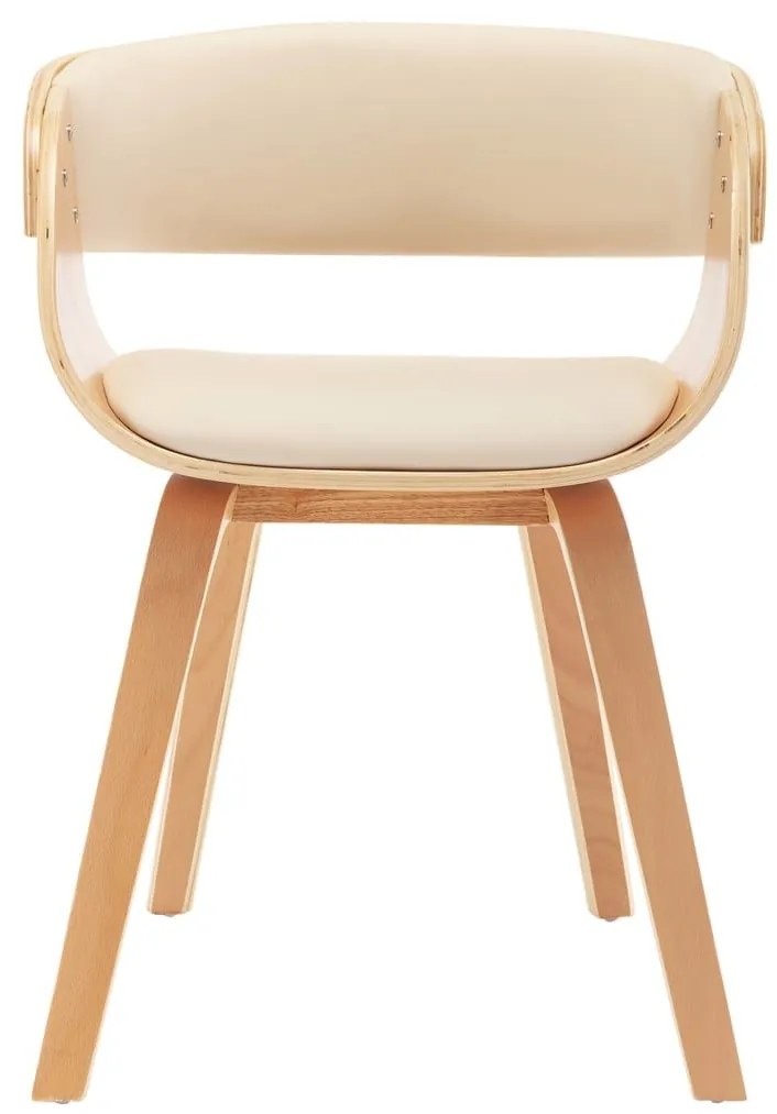 Καρέκλες Τραπεζαρίας 4 τεμ. Κρεμ Λυγισμένο Ξύλο/Συνθετικό Δέρμα - Κρεμ