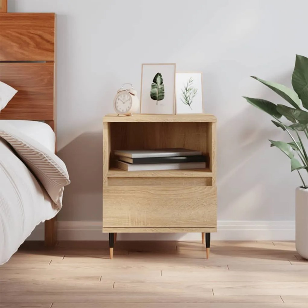 vidaXL Κομοδίνο Sonoma Δρυς 40 x 35 x 50 εκ. από Επεξεργ. Ξύλο