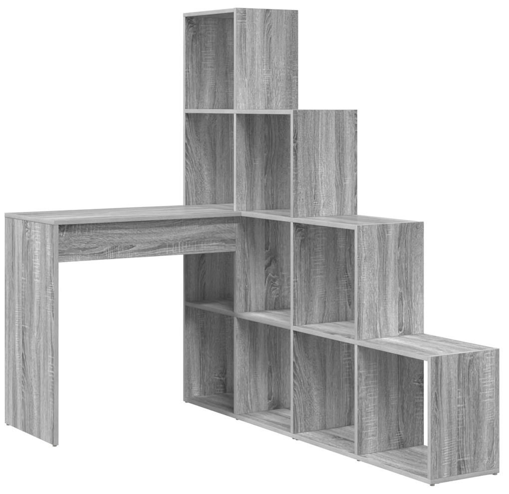 vidaXL Γωνιακό γραφείο με ράφι Γκρι sonoma 101.5 x 149.5 x 149.5 εκ.