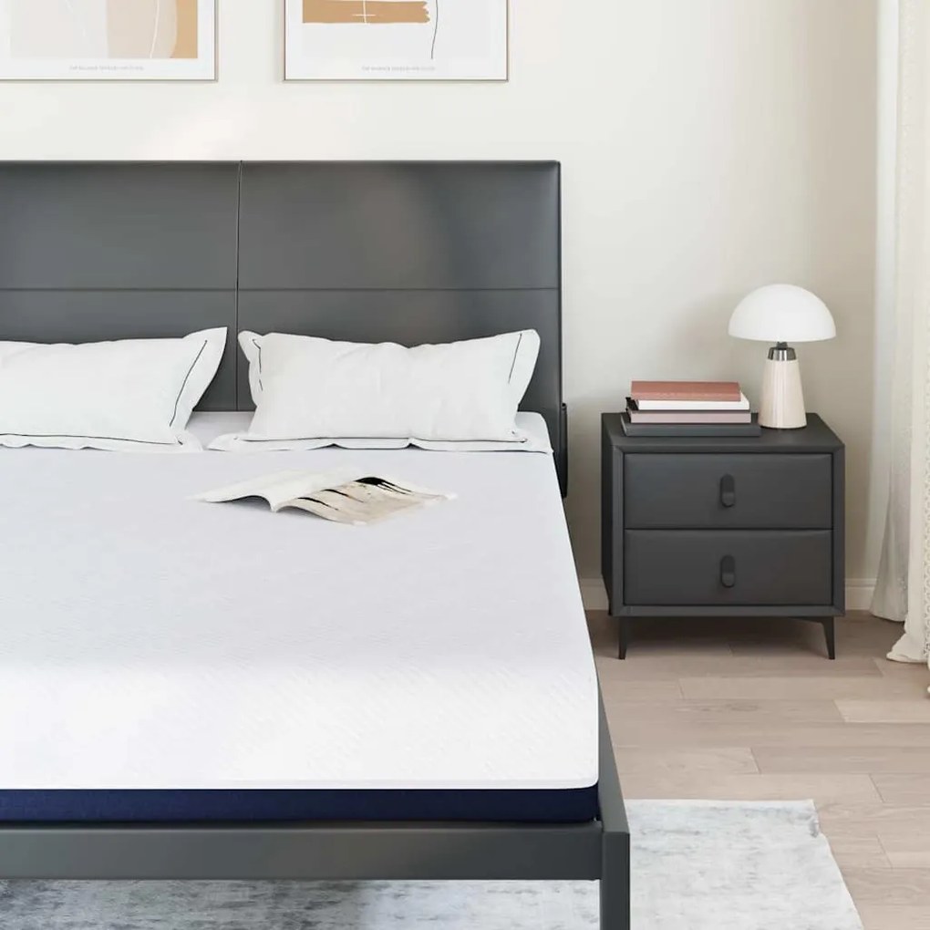 vidaXL Στρώμα Λευκό και Μπλε 140 x 200 cm Pěna