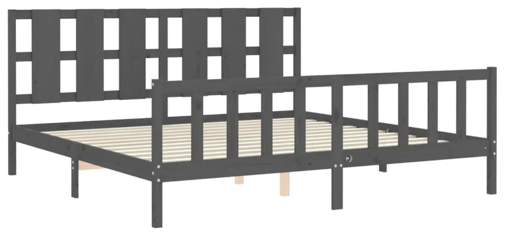 vidaXL Πλαίσιο Κρεβατιού με Κεφαλάρι Γκρι 200x200 εκ. Μασίφ Ξύλο