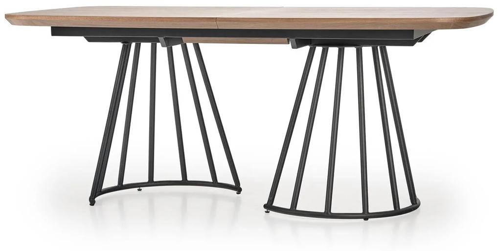Τραπέζι Houston 1439, Καρυδί, Μαύρο, 76x100x180cm, 72 kg, Επιμήκυνση, Ινοσανίδες μέσης πυκνότητας, Μέταλλο | Epipla1.gr
