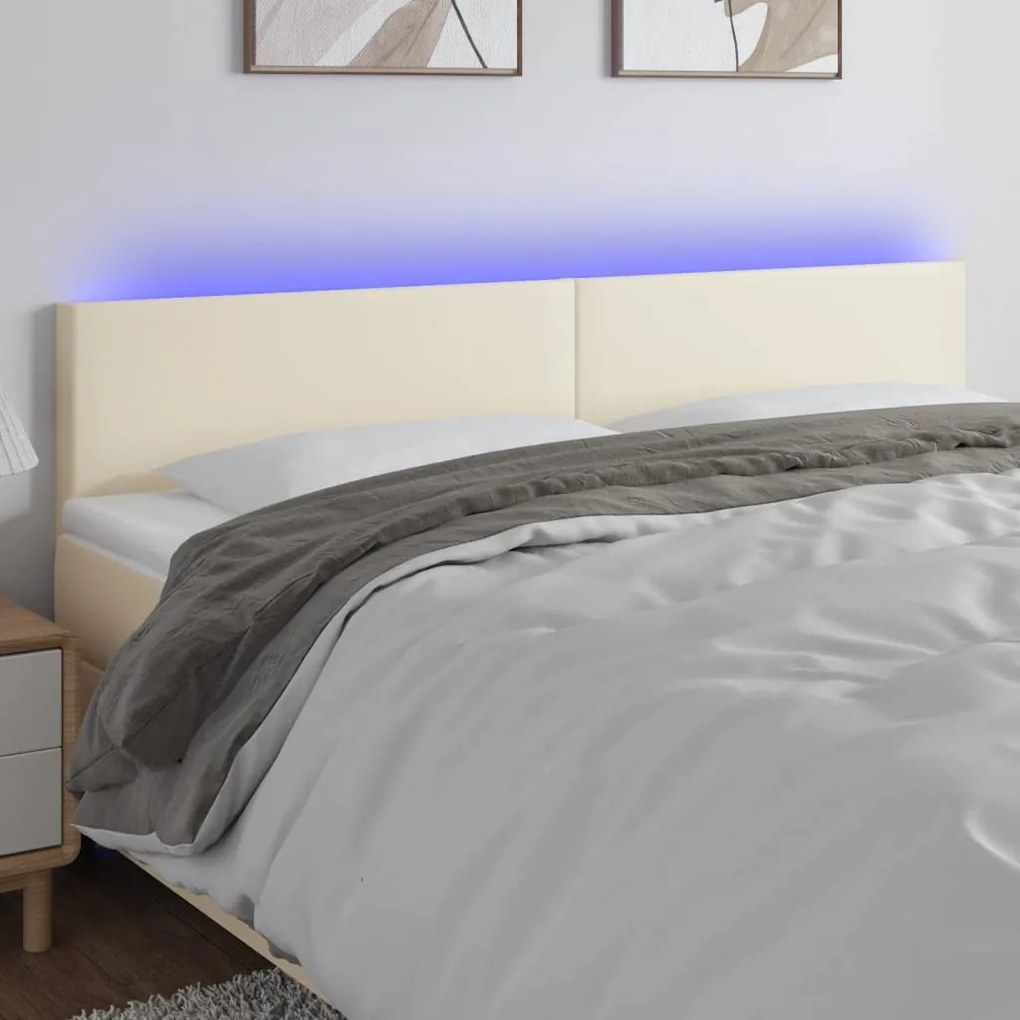 vidaXL Κεφαλάρι Κρεβατιού LED Κρεμ 160x5x78/88 εκ. από Συνθετικό Δέρμα