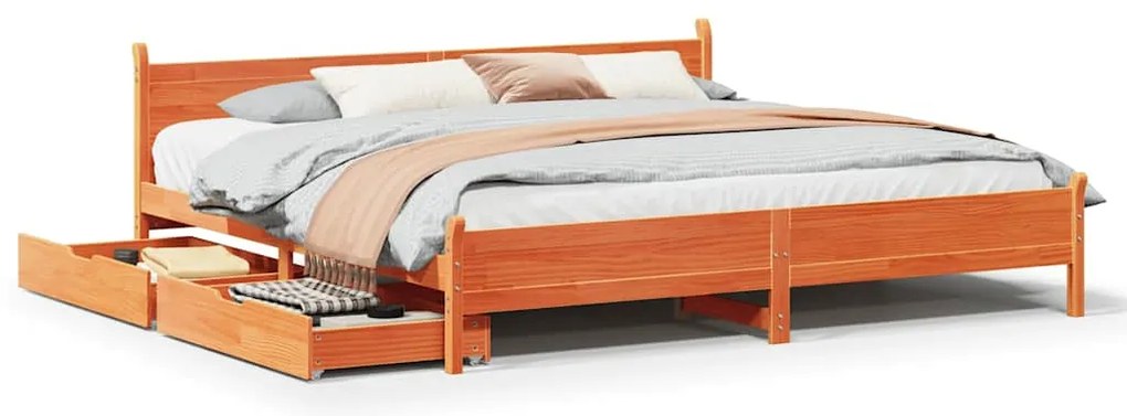 vidaXL Σκελετός Κρεβ. Χωρίς Στρώμα Καφέ Κεριού 200x200 εκ Μασίφ Πεύκο