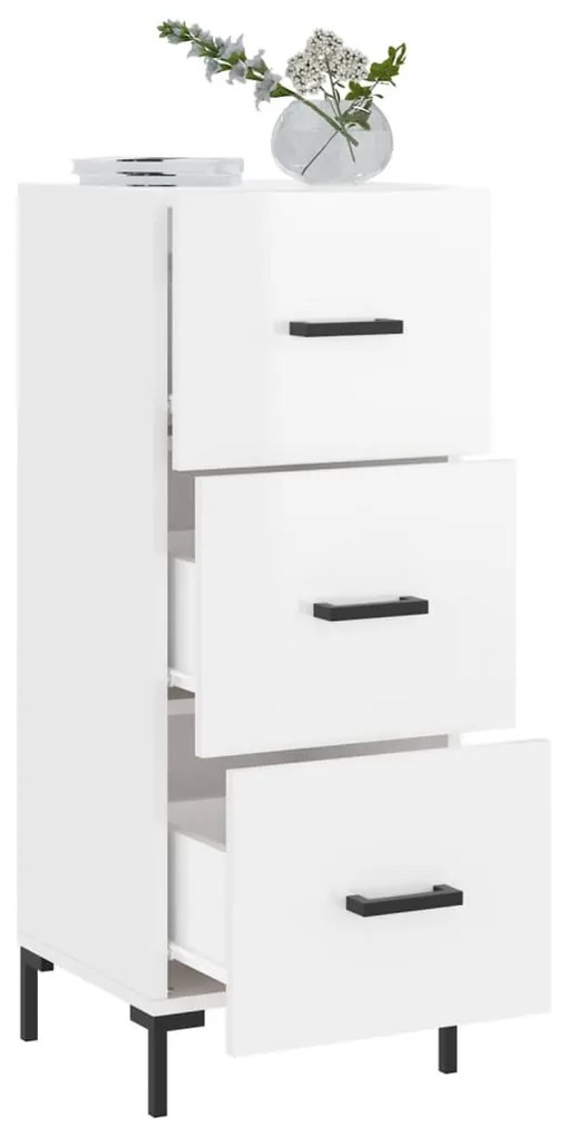 vidaXL Ντουλάπι Γυαλιστερό Λευκό 34,5x34x90 εκ. Επεξεργασμένο Ξύλο