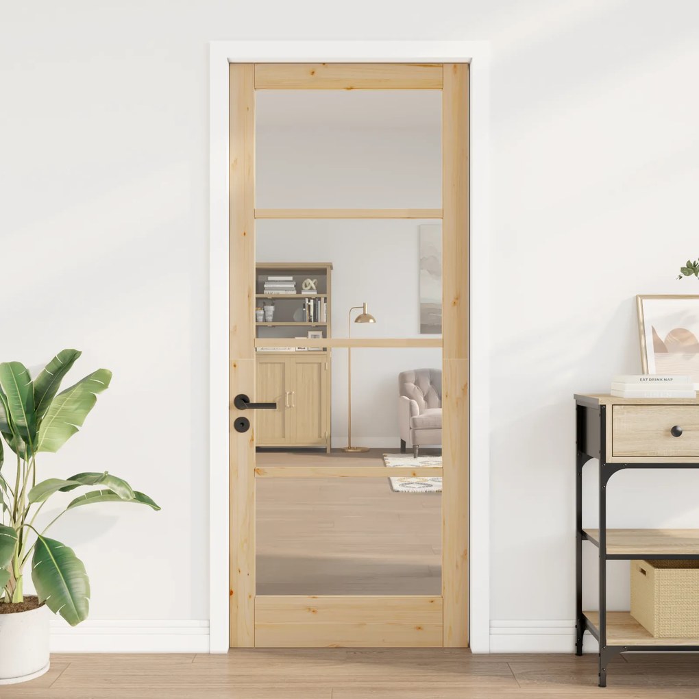 vidaXL πόρτα εσωτερικού χώρου με γυαλί "ORKDAL" 86x211x4 εκ. από συμπαγές ξύλο πεύκου