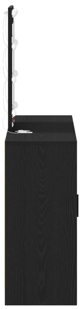 vidaXL Καθρέφτης με LED Φώτα Μαύρη Δρυς 102x33x135 εκ
