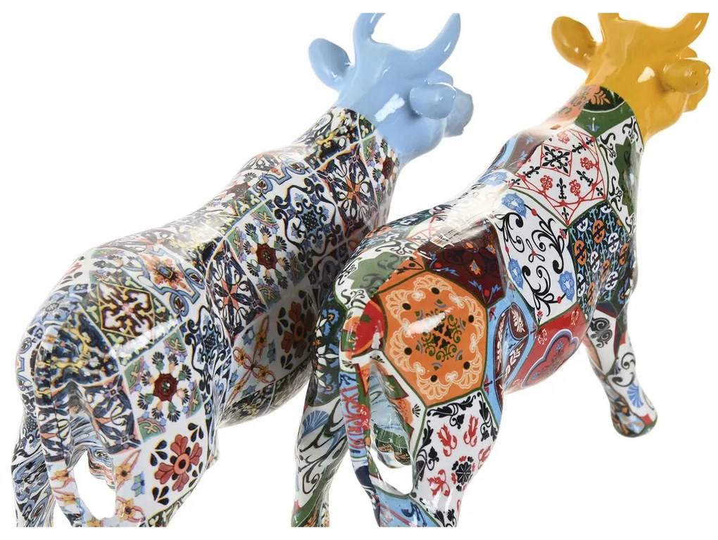 Διακοσμητική Φιγούρα Home ESPRIT Κίτρινο Μπλε Πολύχρωμο Ταύρος 16 x 6 x 12 cm (x2)