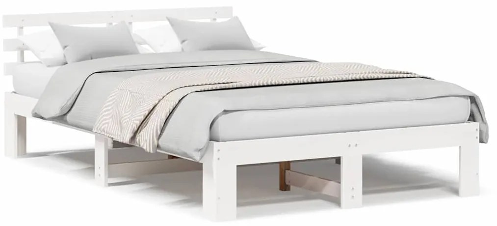 vidaXL Σκελετός Κρεβατιού Λευκό 140 x 190 cm Μασίφ ξύλο πεύκου