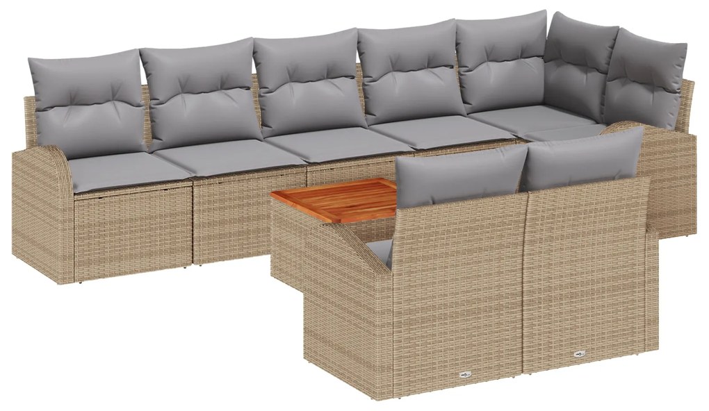 vidaXL Σετ Σαλονιού Κήπου 9 pcs Beige, ανοιχτό γκρι Μεγάλο