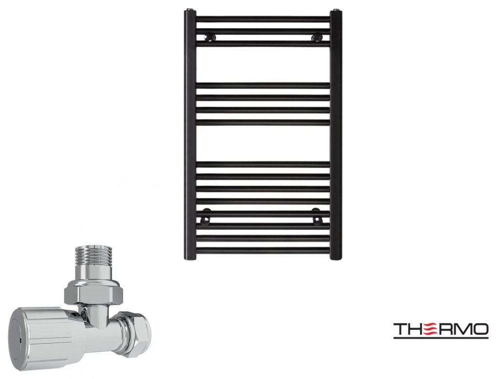 Thermo ALTO Θερμαινόμενη πετσετοκρεμάστρα από Mild Steel με υδραυλική λειτουργία, 80x50cm Black