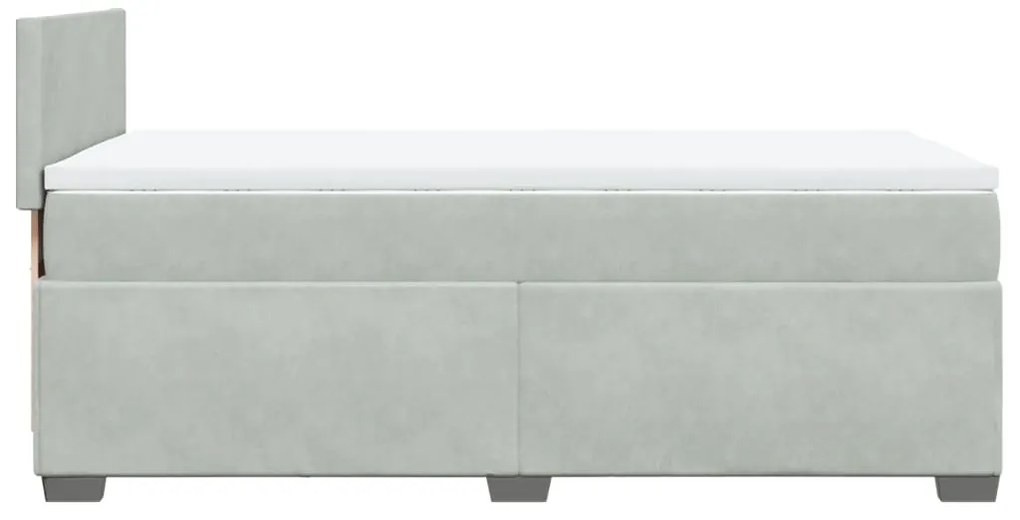 vidaXL Κρεβάτι Boxspring με Στρώμα Ανοιχτό Γκρι 80x200 εκ. Βελούδινο