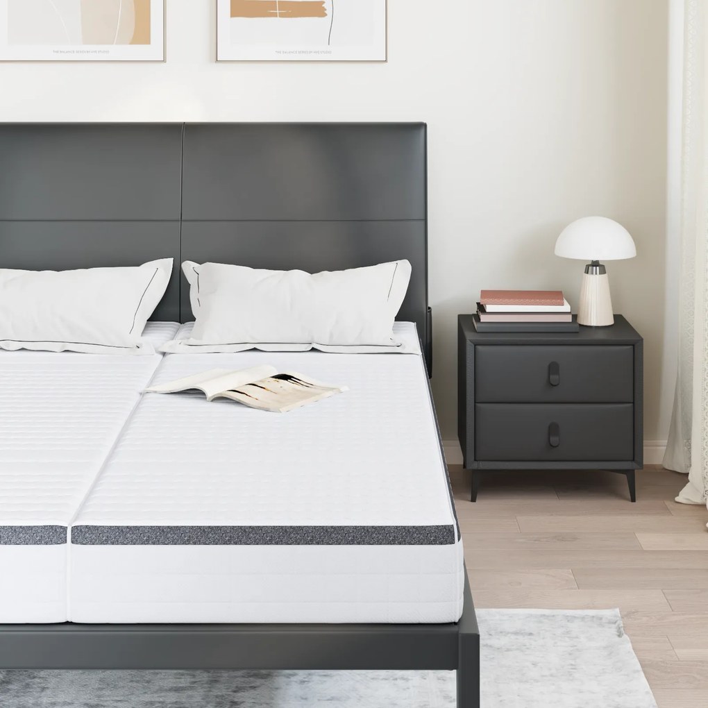 vidaXL Στρώματα 2 pcs Λευκό, Γκρι 80 x 200 cm Πλεκτό ύφασμα