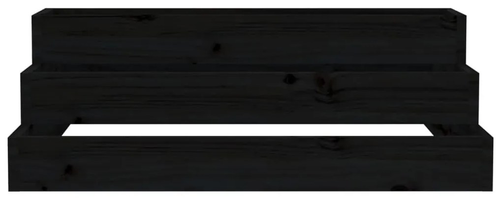 Ζαρντινιέρα Μαύρο 80 x 80 x 27 εκ. από Μασίφ Ξύλο Πεύκου - Μαύρο