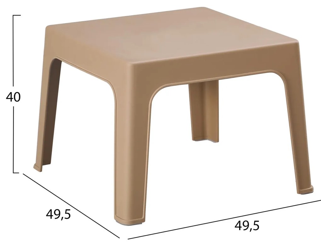 Τραπεζάκι παραλίας SLEEK ΙΙ Τετράγωνο Πολυπροπυλένιο σε Καπουτσίνο 49.5x49.5x40Υεκ. 49.5x49.5x40 εκ.