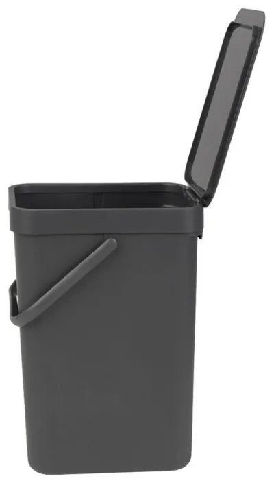Κάδος διαχωρισμού απορριμμάτων Brabantia Sort&Go 647670, 12 l, Χειρολαβή, Επιτοίχιος, Σκούρο γκρι