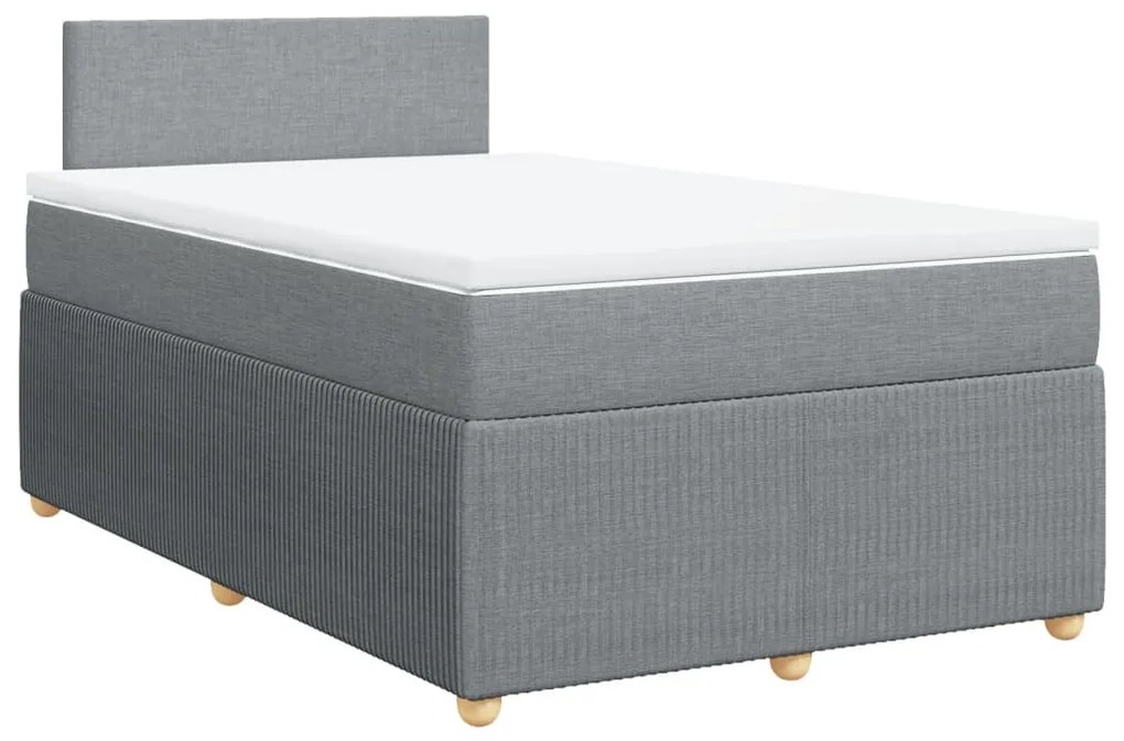 Κρεβάτι Boxspring με Στρώμα Ανοιχτό Γκρι 120x190 εκ. Υφασμάτινο - Γκρι